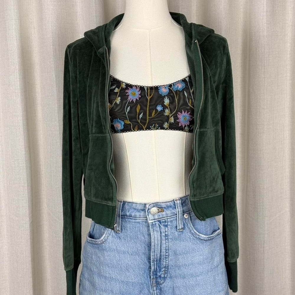Free People Intimately Floral Embroidered Mesh Bralette Black S Y2K Loungewear